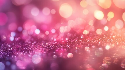 Abstract Pink and Gold Glitter Background with Bokeh Lights