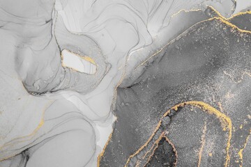 Obraz premium Original artwork photo of marble ink abstract art. High resolution photograph from exemplary original painting. Abstract painting was painted on HQ paper texture to create smooth marbling pattern.