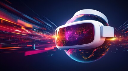 A 3D Render of a Virtual Reality Headset Showing a Digital Map of a City