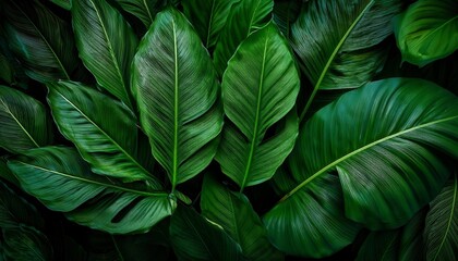 Full Frame of Green Leaves Pattern Background.. Generated image