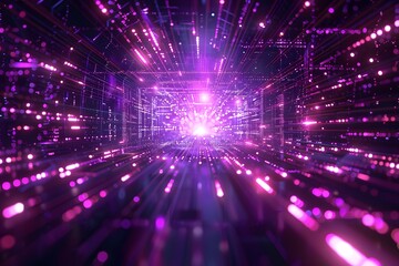 Naklejka premium A Stunning Visualization of a Digital Universe with Pulsating Lights and Vibrant Colors