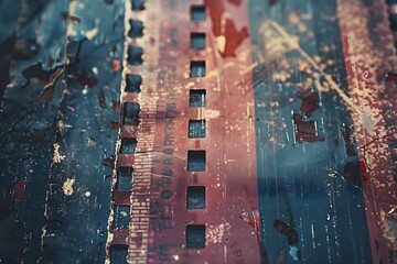 Vintage Film Strips with Colorful Texture and Wear