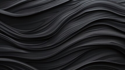Black abstract wavy wood texture with layered grain patterns. Wooden background for design and print. Top view.