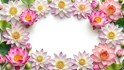 lotus flowers frame isolated on a white