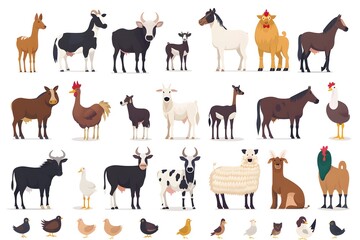 A Colorful Collection of Farm Animals in Playful Illustrations