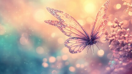 Glittering Butterfly on a Bokeh Background