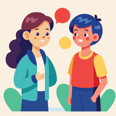 vector illustration of boy and girl talking each other