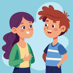 vector illustration of boy and girl talking each other