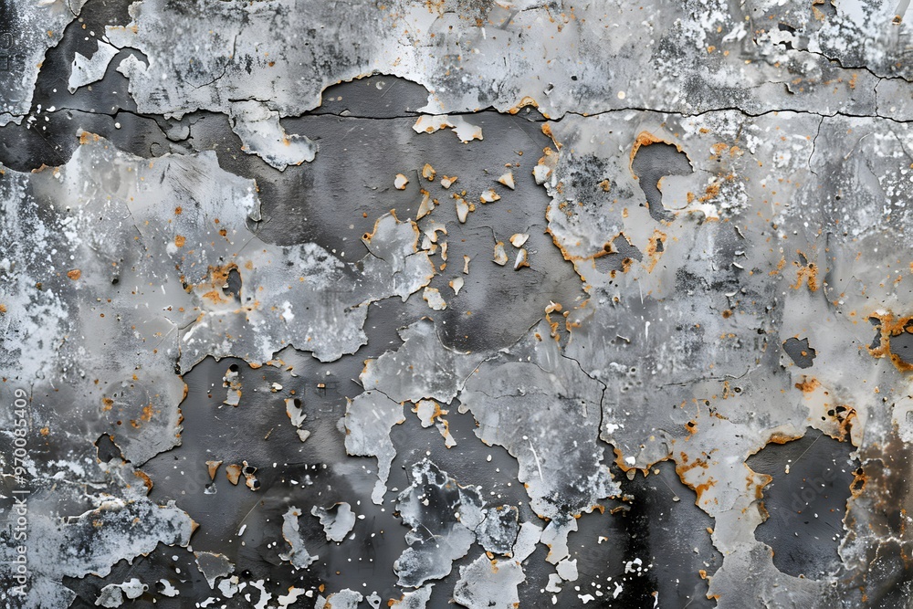 Poster textured wall with peeling paint and rust patterns