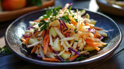Apple and cabbage slaw with a vinaigre