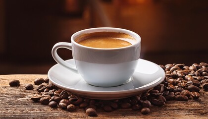 cup of coffee with beans