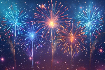 Vibrant Fireworks Display Illuminating the Night Sky