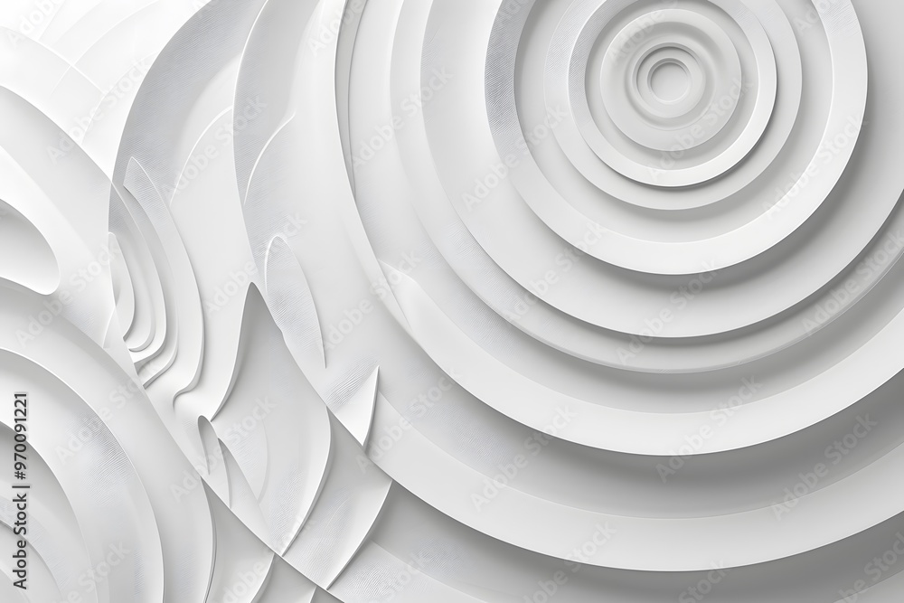 Poster elegant white abstract design with layered circular patterns