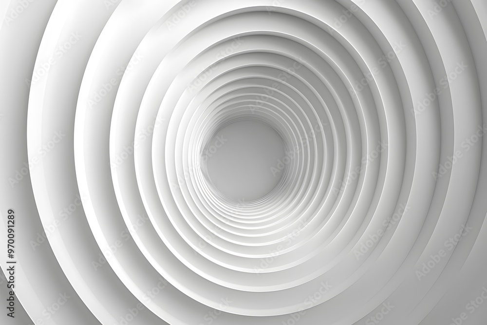 Poster abstract white spiral tunnel design with layered circular patterns