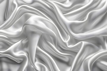 Obraz premium Elegant White Satin Fabric Texture with Soft Waves and Creases