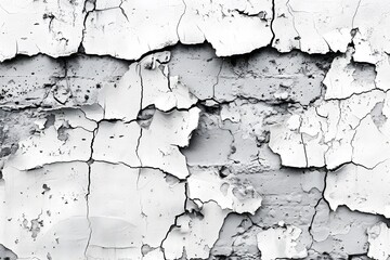 Textured Close-Up of Cracked and Peeling White Paint on a Wall