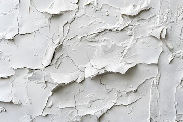 Textured White Wall with Cracked Paint Layers