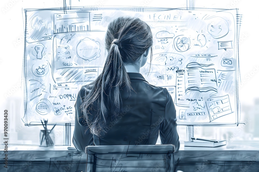 Poster a professional analyzing data and insights in a modern office environment