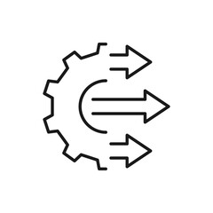 Gear and arrow. Productivity, mechanism icon concept isolated on white background. Vector illustration