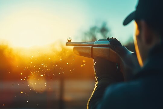 Shooting at gun club on sunny day