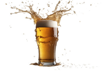 Beer splash isolated on transparent background