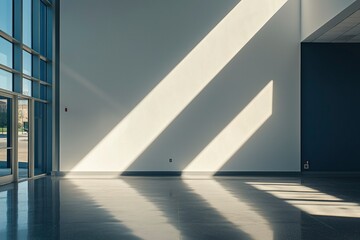 Obraz premium Sunlight Streaking Through Windows Onto a Polished Concrete Floor