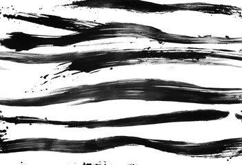 Black ink brush stroke Black brush splashes isolated on transparent