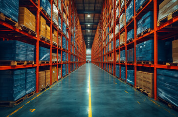 Fototapeta premium Spacious Arrangement: Crisp High-Definition View of Empty Racks from Above