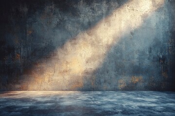 Grungy Concrete Wall and Floor with Light Beam