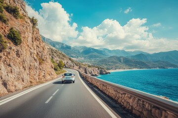 Obraz premium Summer road trip Highway scenery in Europe Beaching in the Mediterranean