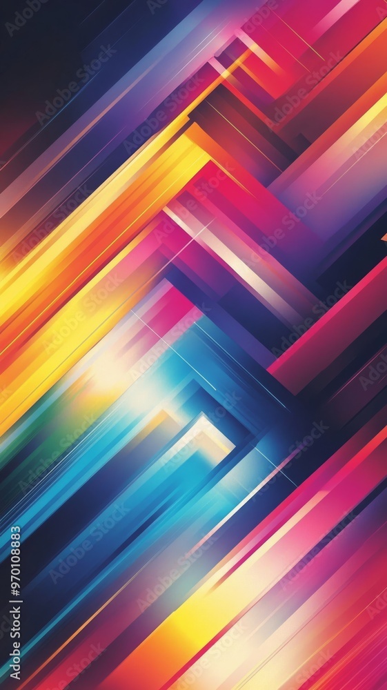 Poster abstract colorful geometric lines with gradient effects, vibrant digital art concept