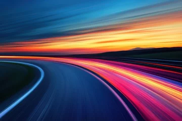  Sunset racetrack with blurred road © LimeSky