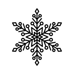 Snowflake icon. Black outline linear silhouette. Editable strokes. Front view. Vector simple flat graphic illustration. Isolated object on white background. Isolate.