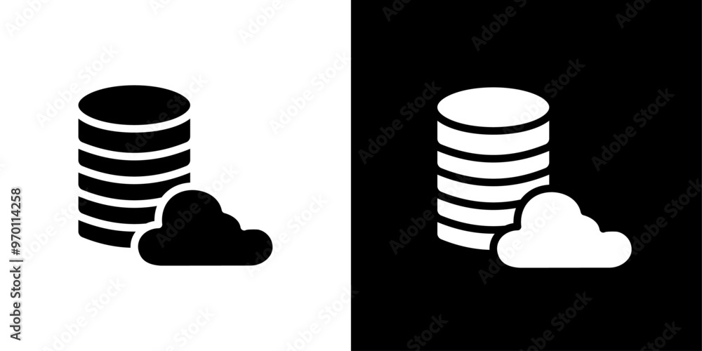 Aufkleber cloud database icon isolated flat vector in outline