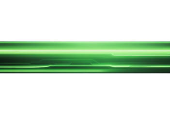 Neon green light horizontal line isolated on transparent background