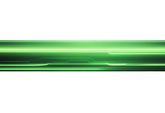 Neon green light horizontal line isolated on transparent background