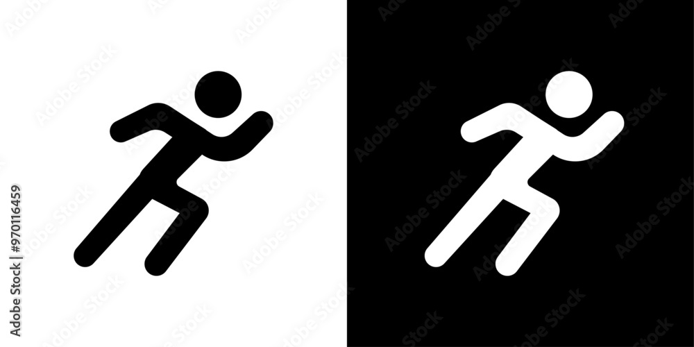 Poster running icon isolated flat vector in outline