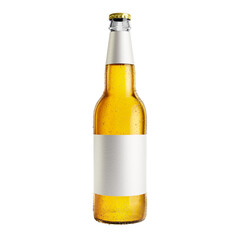 Glass bottle of beer on white background