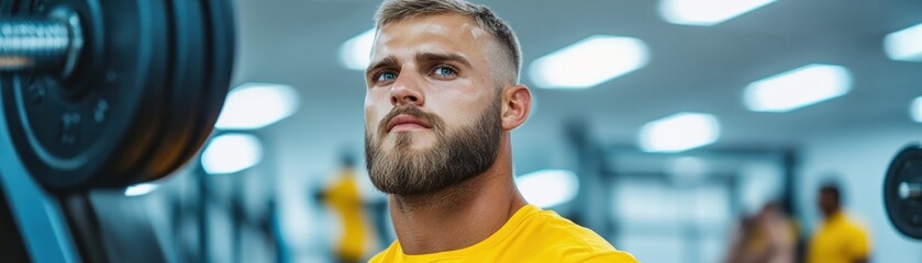 Obraz premium Strengthening Mental Fitness A Man Exercises with a Trainer in a Bright Gym, Promoting Mental Health Awareness and Well-Being Resilience