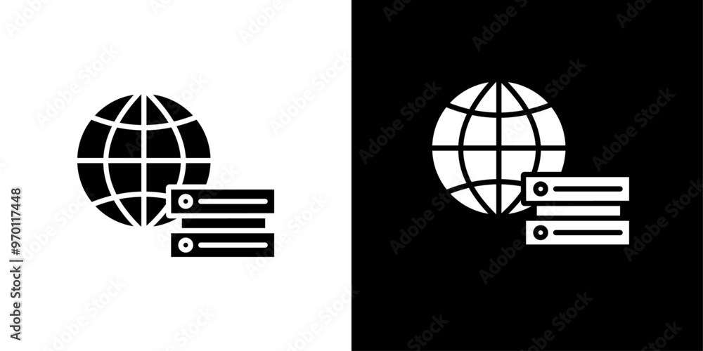 Aufkleber web server icon isolated flat vector in outline