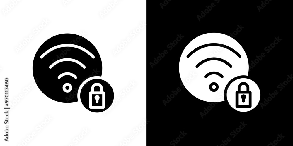 Poster wifi security icon isolated flat vector in outline
