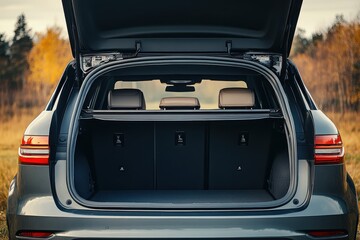 Modern SUV with open trunk