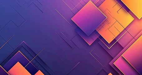 A vibrant abstract background featuring geometric shapes in purple, orange, and pink hues, ideal for digital design projects.