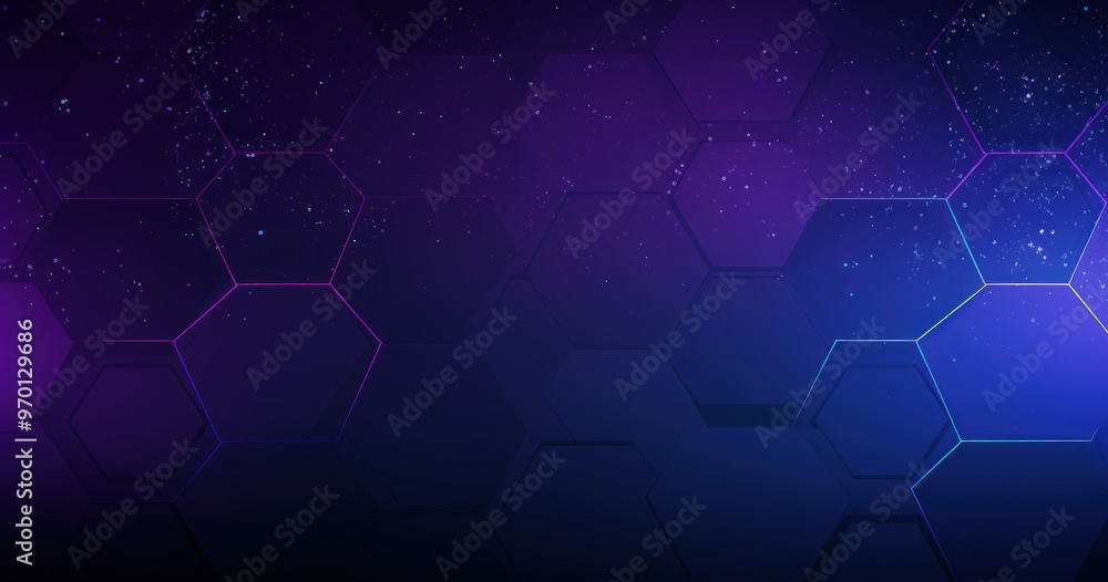Aufkleber a vibrant abstract background featuring hexagonal patterns with a cosmic theme in shades of purple a