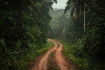 Fototapeta premium Rainforest and dirt road