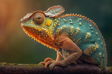 Obraz premium Colorful iguana on a branch..