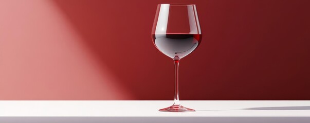 Wine glass with tannin legs on the surface, dynamic shadows, 3D illustration
