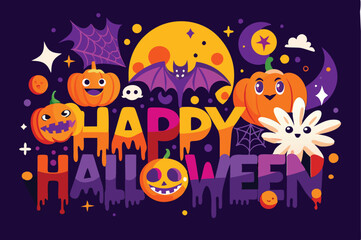 HAPPY  Halloween background with pumpkin 