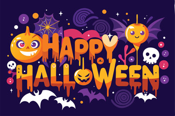 Fototapeta premium HAPPY Halloween background with pumpkin 