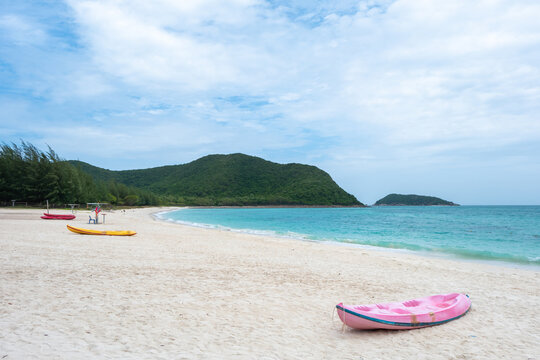 cayak on white sand beach